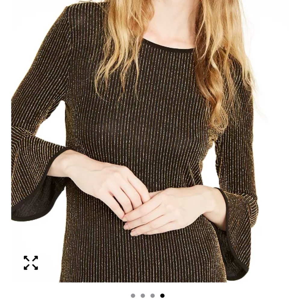 NWT MICHAEL Michael Kors Black and Gold Long Sleeve Dress small - Picture 3 of 11